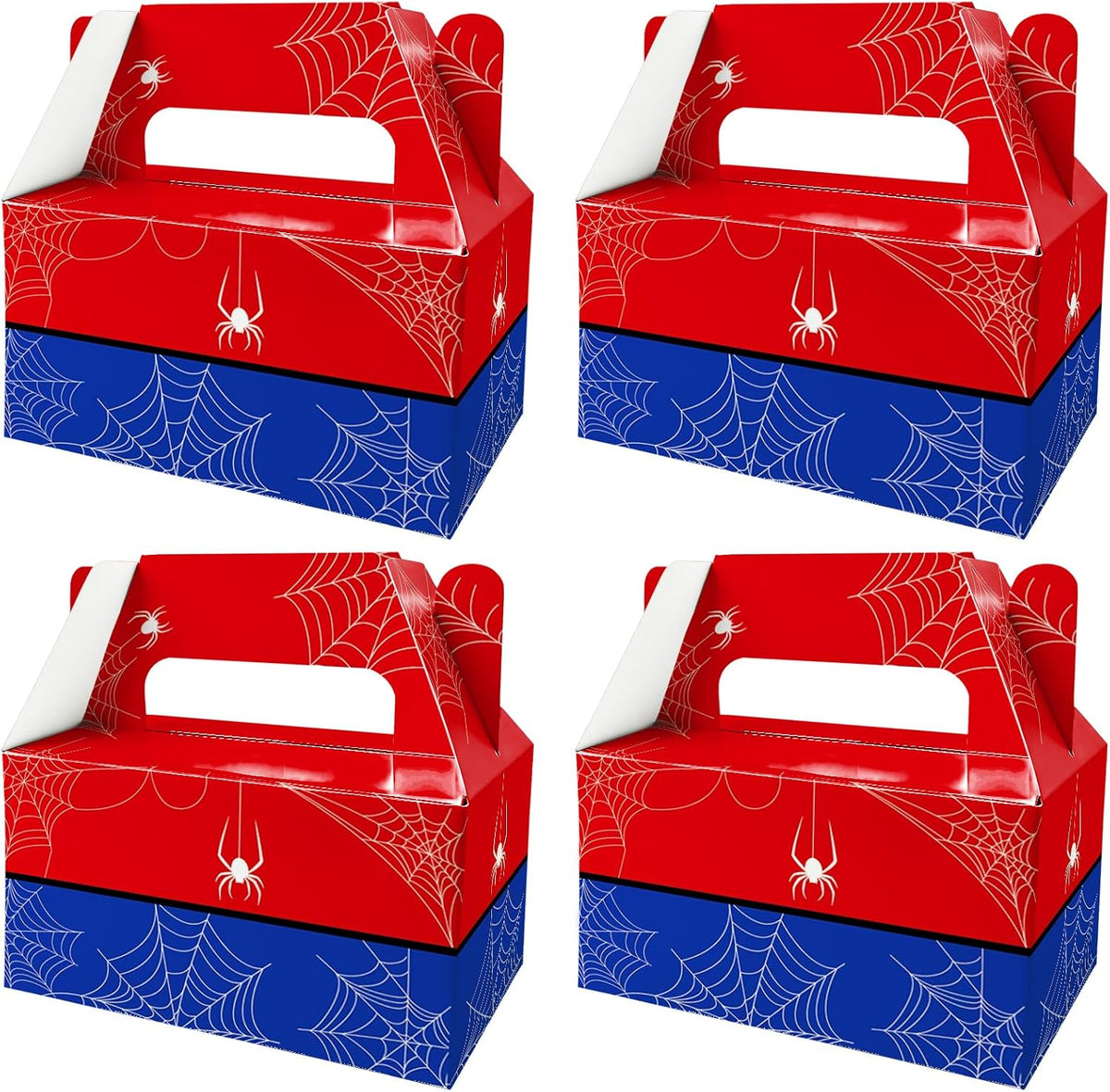 12 Pack Red Blue Spider Web Party Favor Boxes Comic Superhero Treat Bags