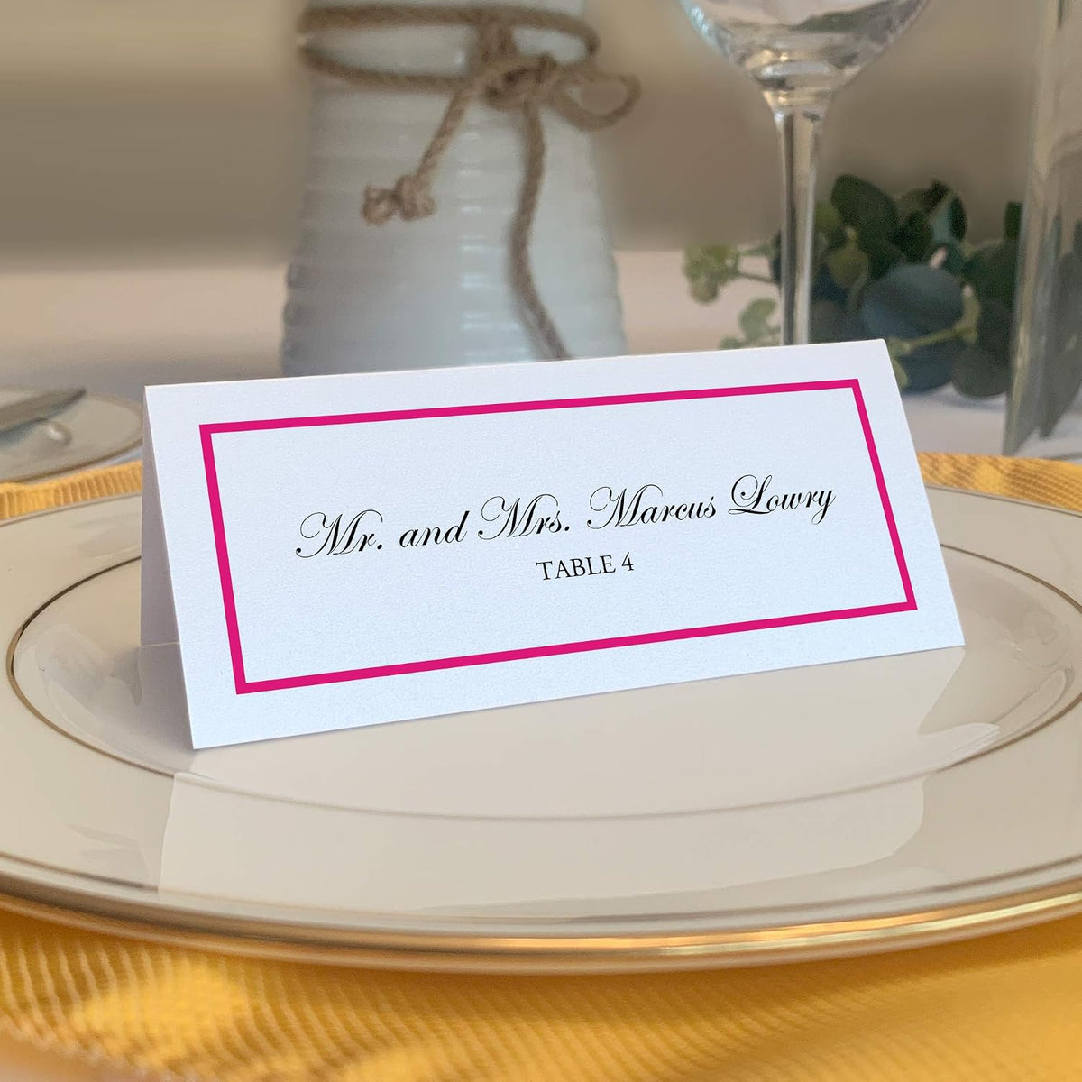 Single Line Border Place Cards, Fuschia, Set of 25, Pre-cut and Scored