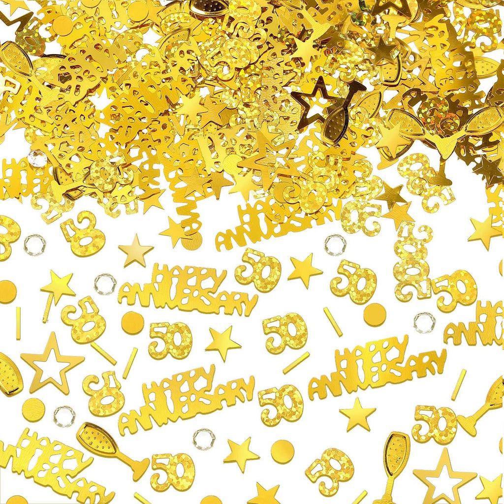 WILLBOND 3000 Pcs Gold 50th Anniversary Confetti, Glitter Table Scatter