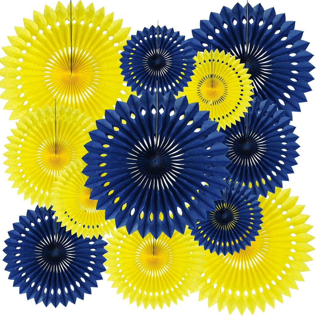 BEISHIDA Honeycomb Round Paper Fans Blue Yellow Hanging Party Decoration