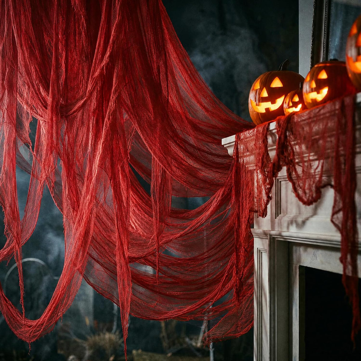 400"x39" Large Halloween Scary Gauze, Spooky Cloth Party Decoration