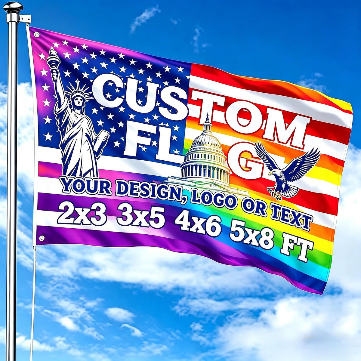 Custom Backdrop 6x4 Ft, Personalized Photo Backdrop Banner with Picture Logo Text, Customized Background for Photography, Gift for Birthday, Wedding, Baby Shower, Christmas Decorations, Made in USA