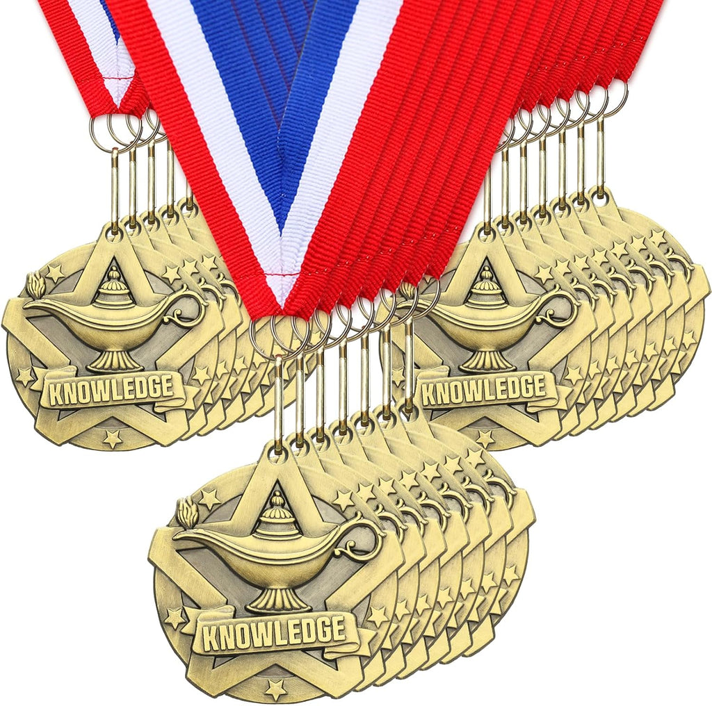 Quelay 30 Pcs 2 Inches Award Medals Bulk Medals Bulk with Neck Ribbons Metal Trophy Award Prize Gift for Tournaments, Competitions, Party, Kids and Adults