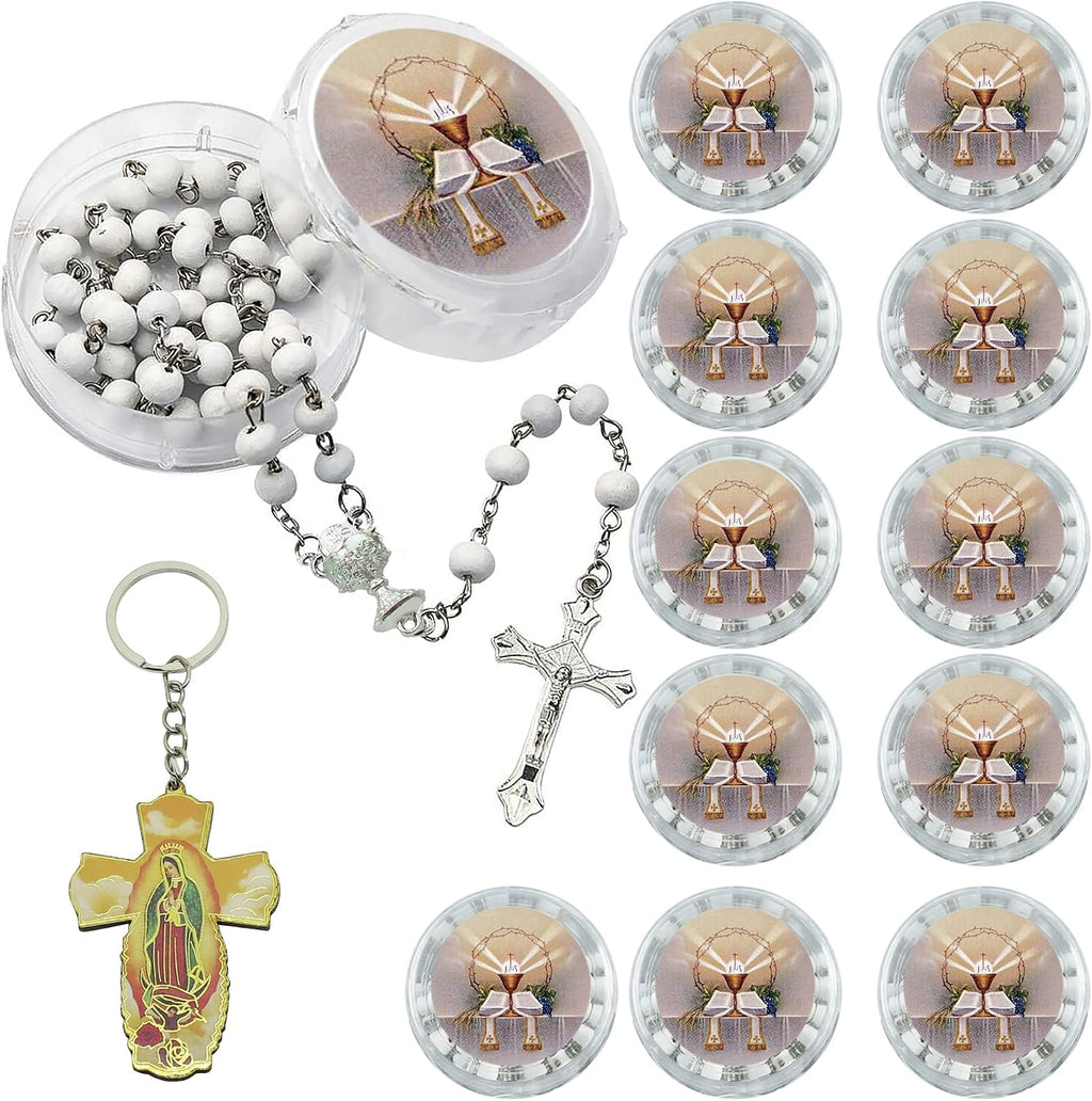 WE 12-Pack First Holy Communion Scented Rosary Favors with Box and Bag