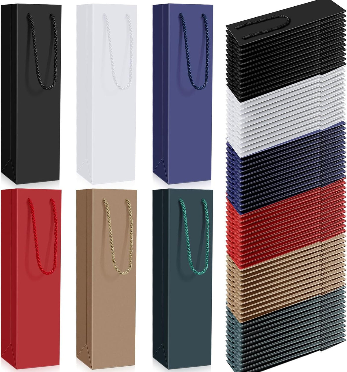 Fulmoon 80 Pack Wine Gift Bag Bulk, 4"x3.5"x14" Wine Bag, Multicolor