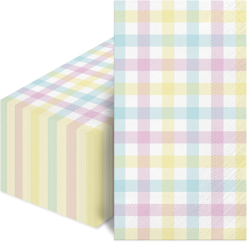 100Pcs Easter Pastel Plaid Paper Napkins