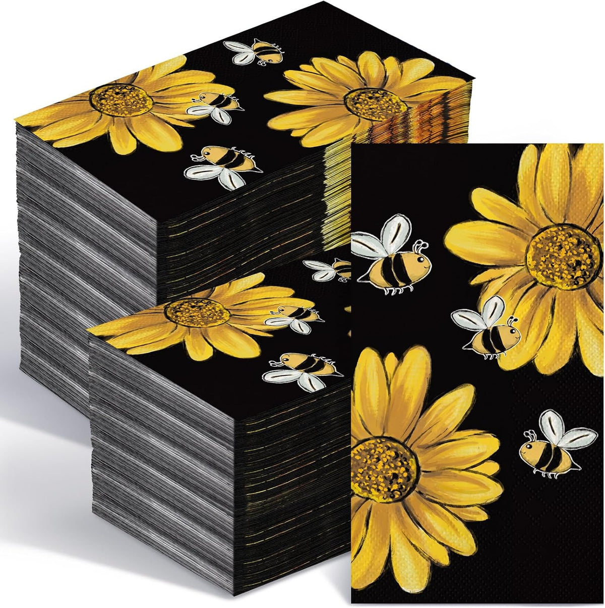 Seajan 200 Pcs Sunflower Bee Paper Guest Napkins Yellow Summer Party
