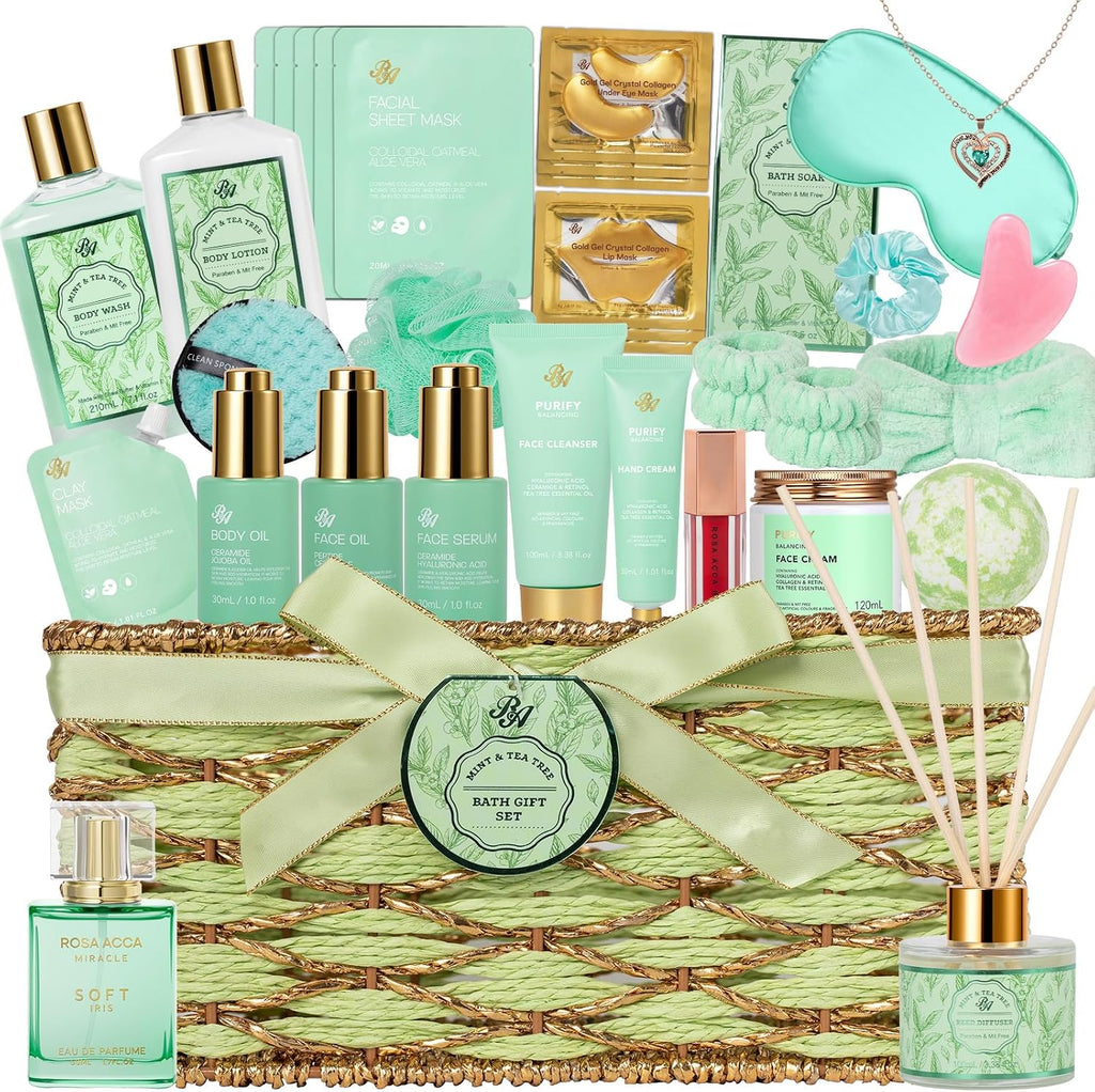 35 Pcs Gifts for Women, Tea Tree Spa Gift Basket Set, Face Skin Care Set