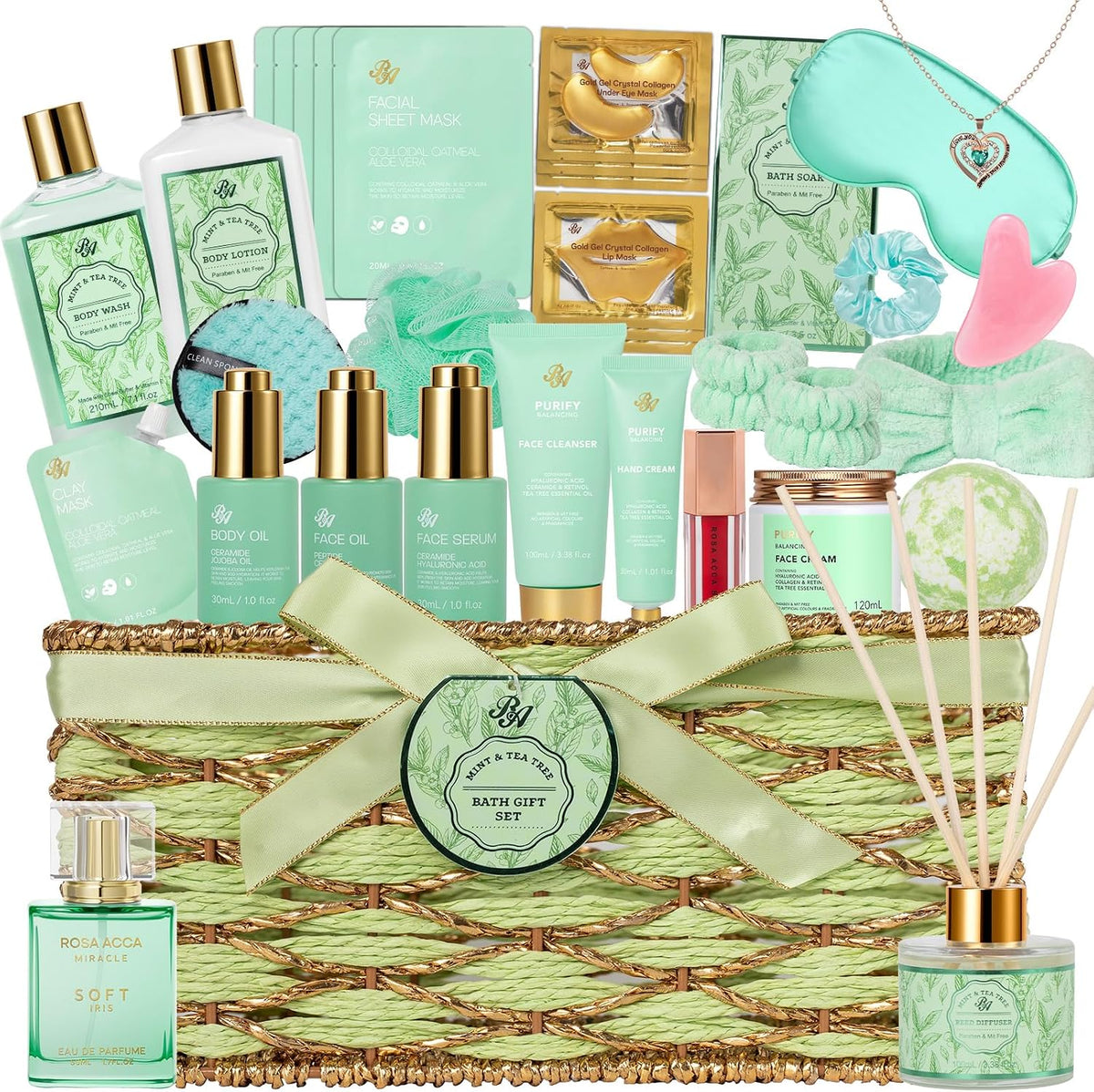 35 Pcs Gifts for Women, Tea Tree Spa Gift Basket Set, Face Skin Care Set