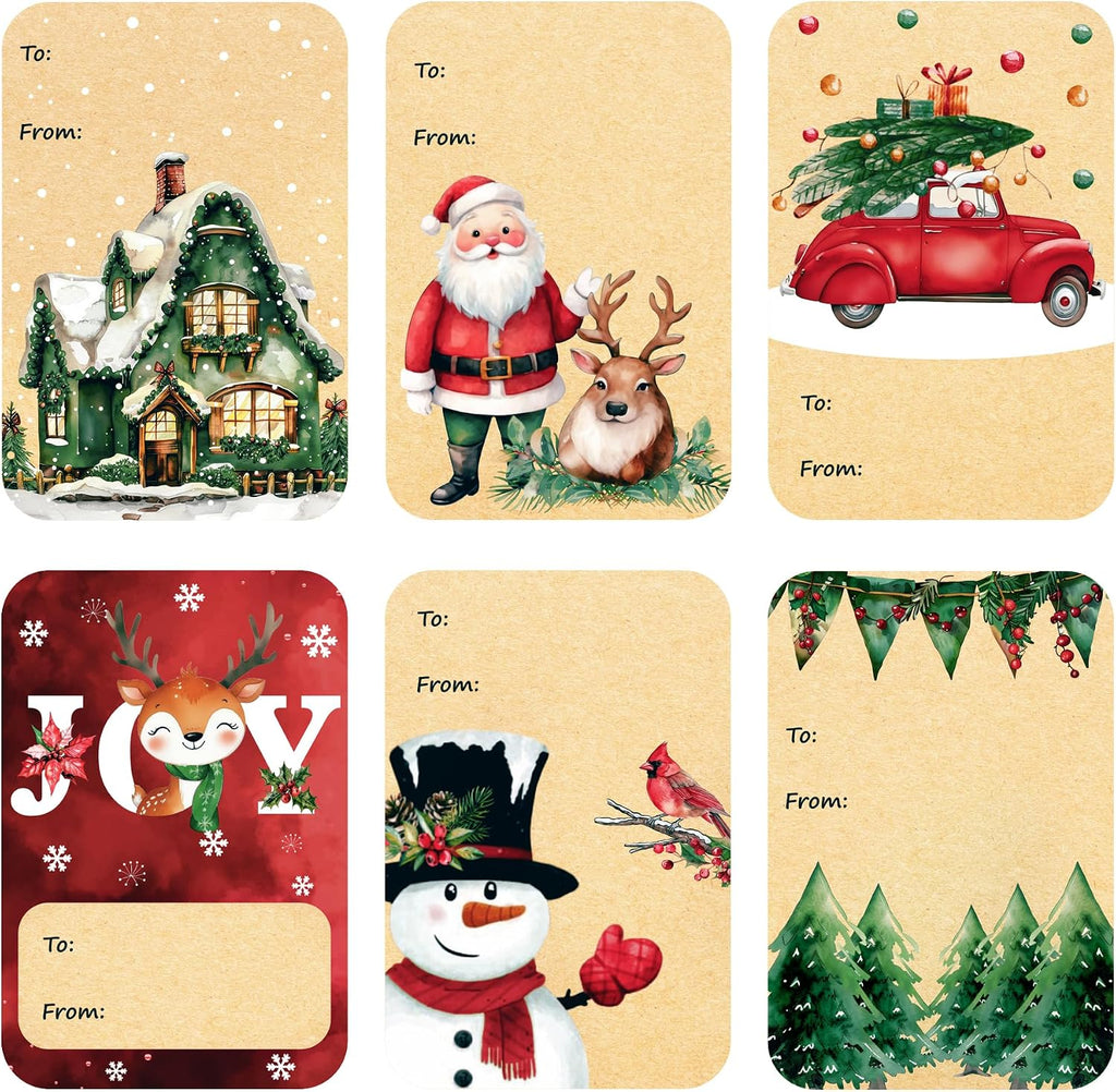 120 PCS 8 Designs Self Adhesive Christmas Gift Tag Stickers