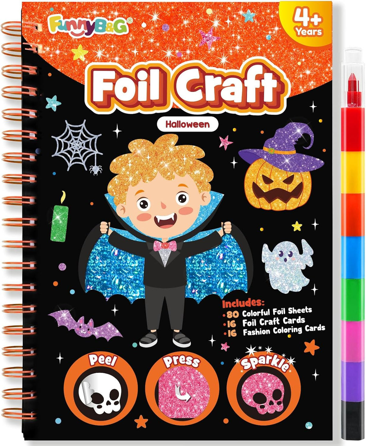 FUNNYB&G Halloween Foil Art Craft Kit for Kids, Halloween Toy Gift for Kids