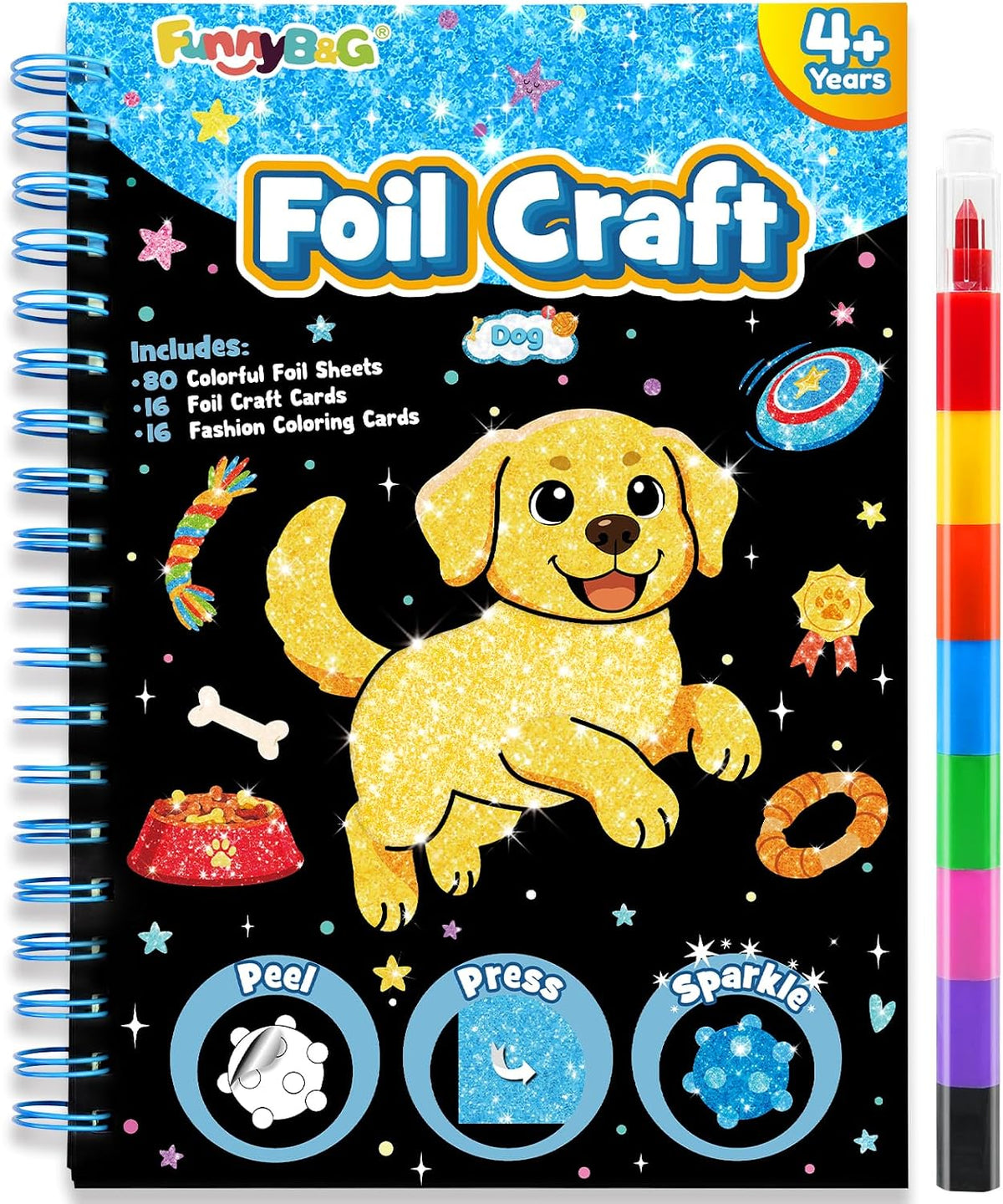 FUNNYB&G Foil Art Craft Kit for Kids, Sparkly Birthday Gift Toy for Kids