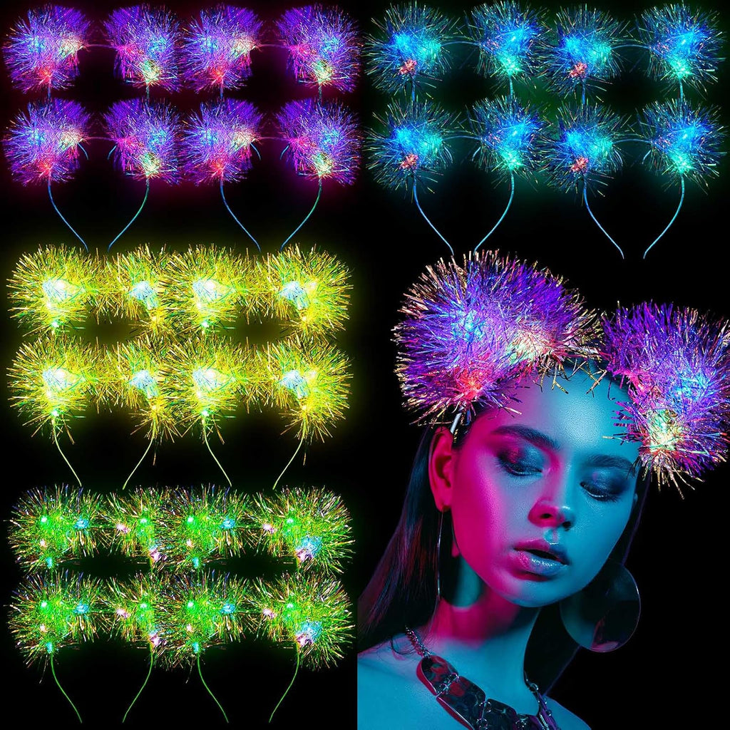Mouse Ear Light Up Headband, 3D Hair Bow Hairband with LED, Flash Glowing Party Decoration Headwear Hair Accessories for Women Girls