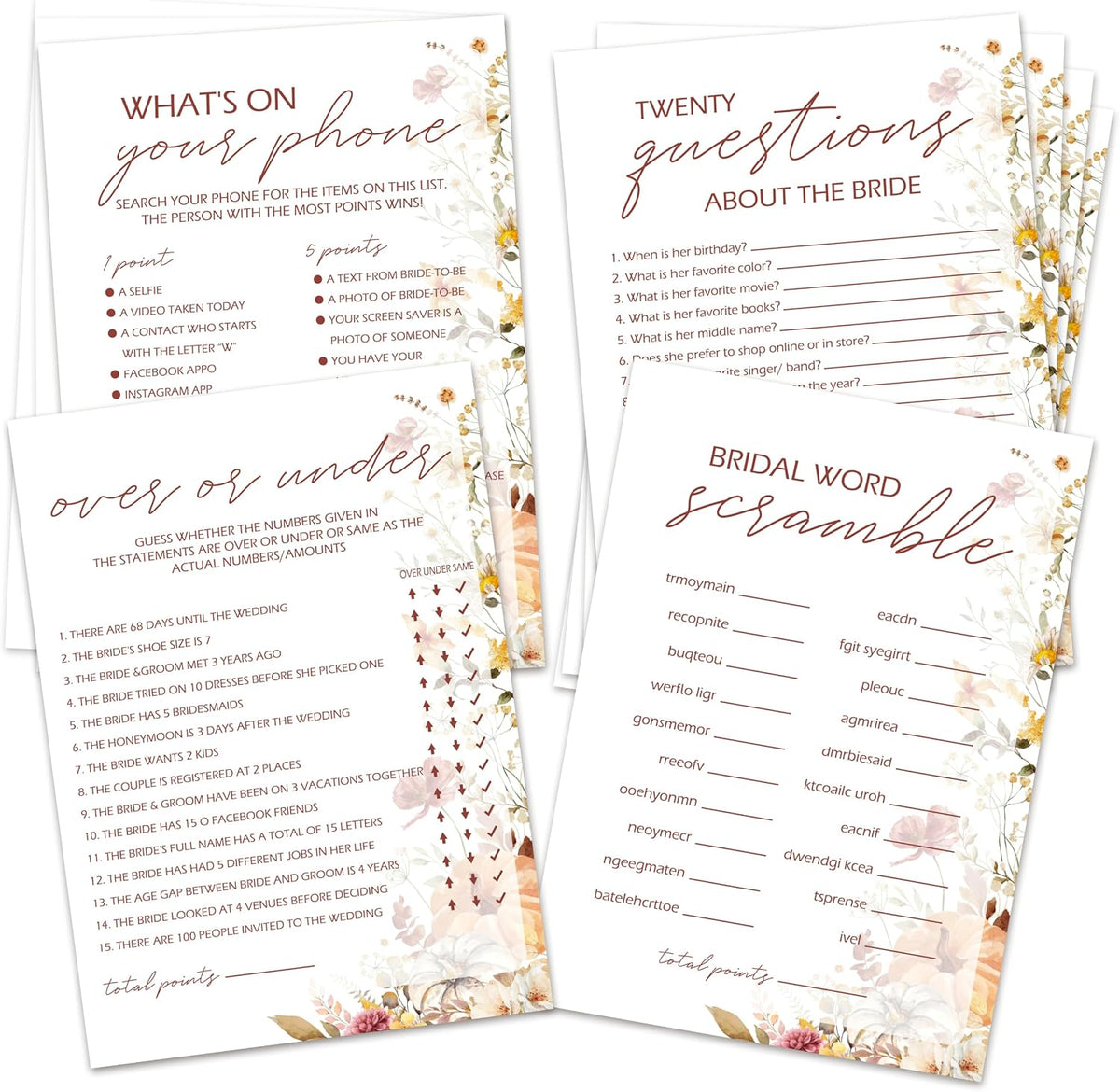Wedding Advice & Wishes Cards, Double-Sided Guest Advice Cards