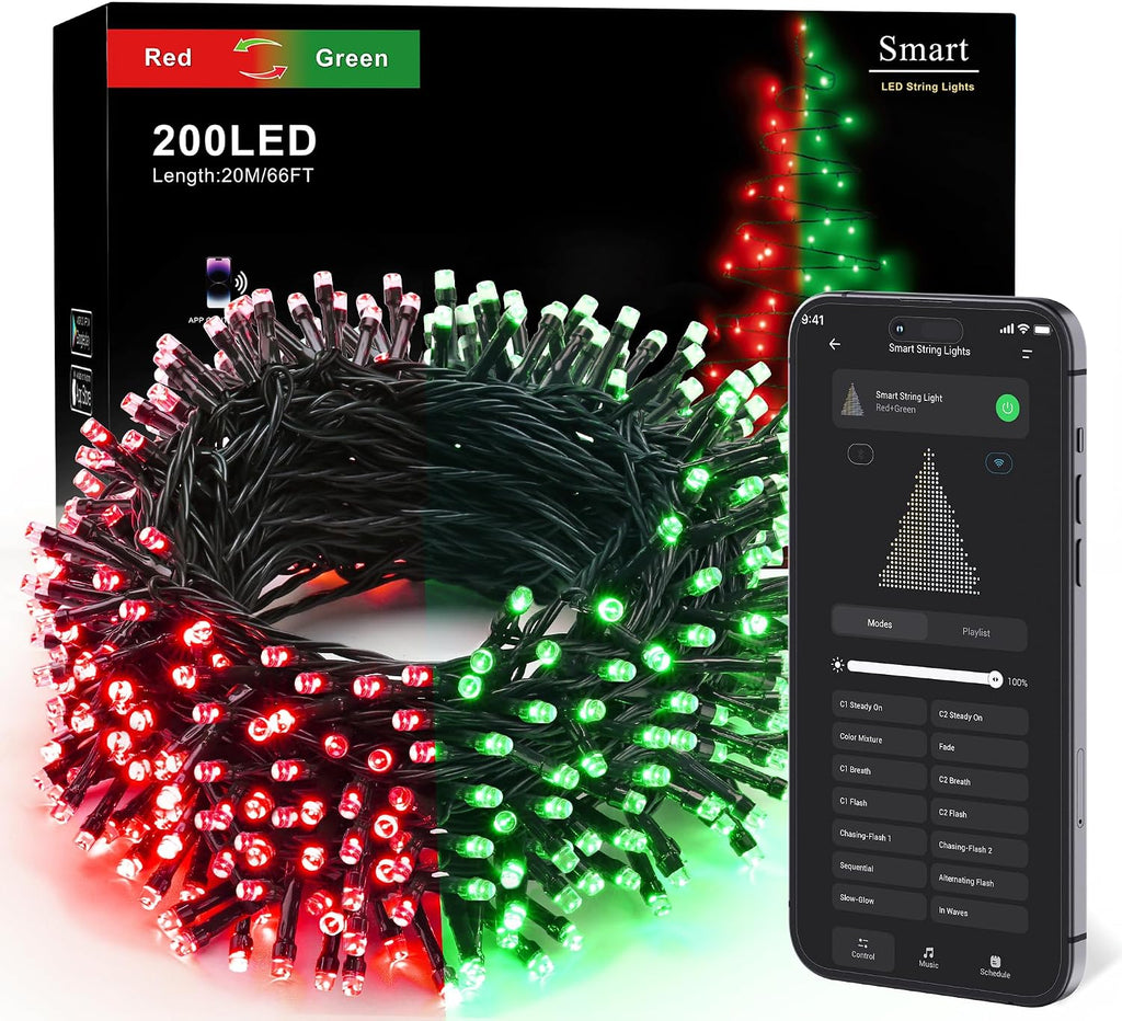 Brizled Smart Red & Green Color Changing Christmas Lights 200 LED 66 ft