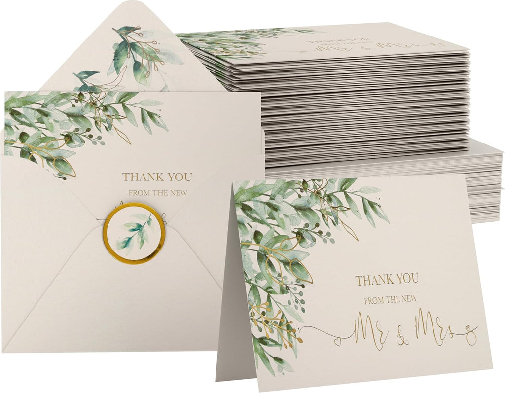VNS Creations 100 Thick & Sturdy Blank Wedding Thank You Cards 4x6 Inches