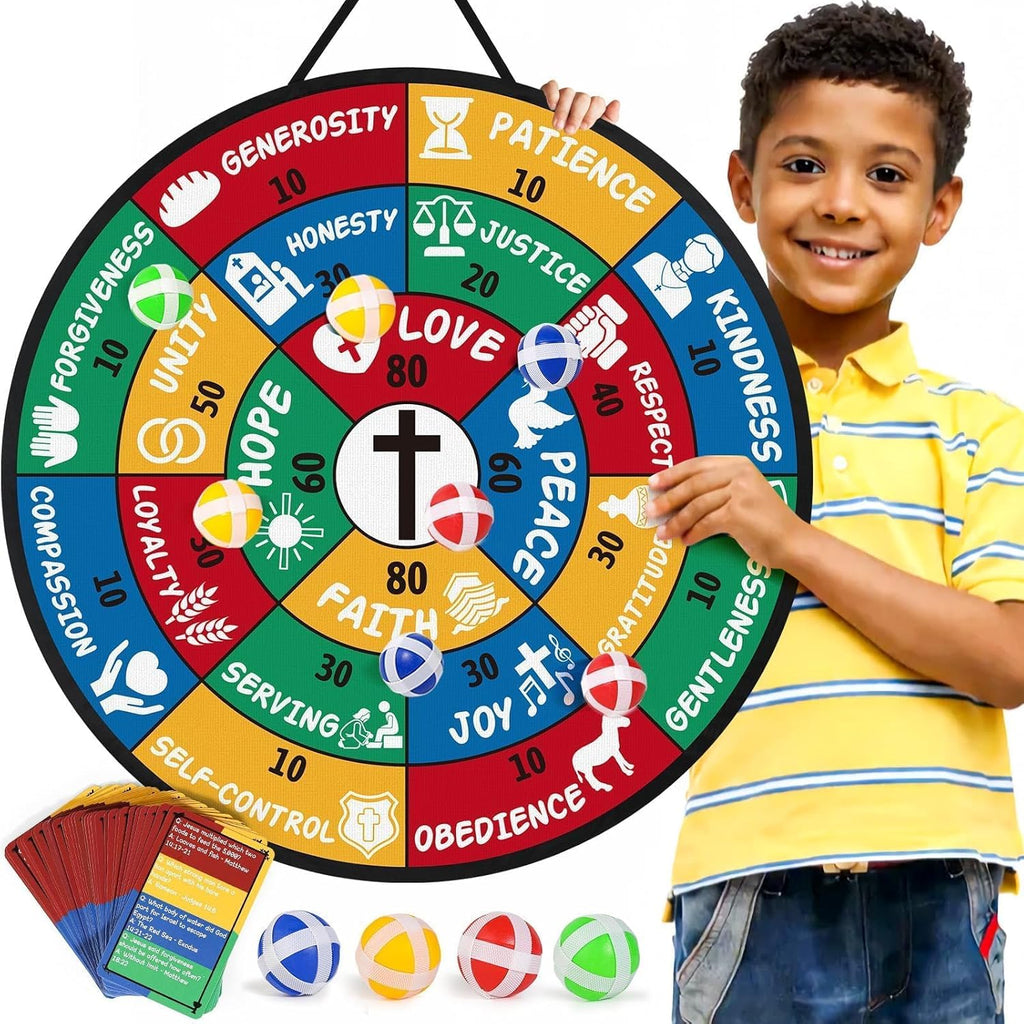 Garybank Bible Trivia Dartboard Game for Kids to Develop Biblical Virtue