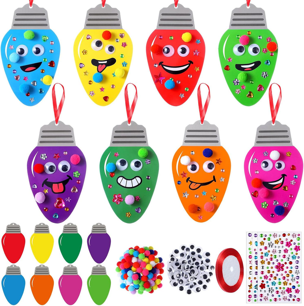 Funrous 48 Sets Christmas Crafts Bulk Colorful Lights Bulbs Paper Crafts