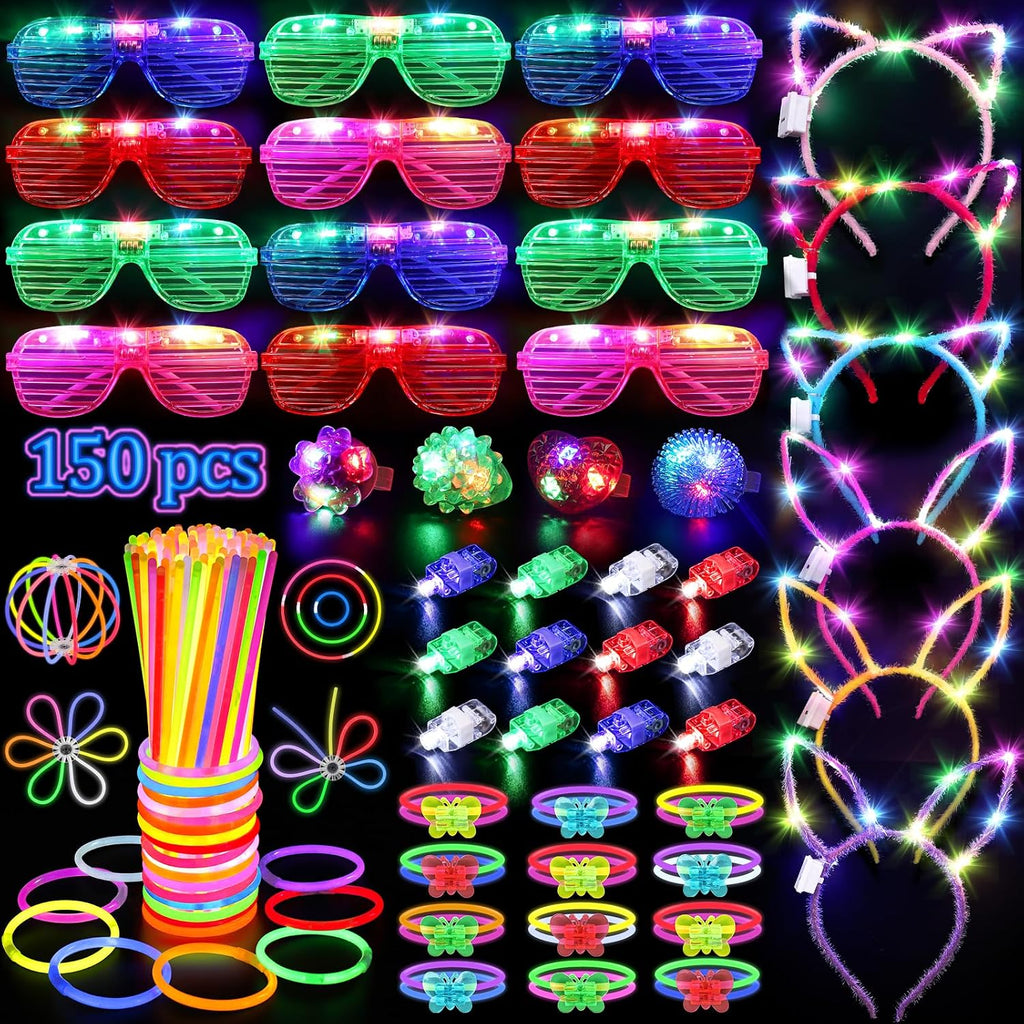 TSDATOWR 150Pcs Glow in the Dark Party Supplies for Kids and Adults