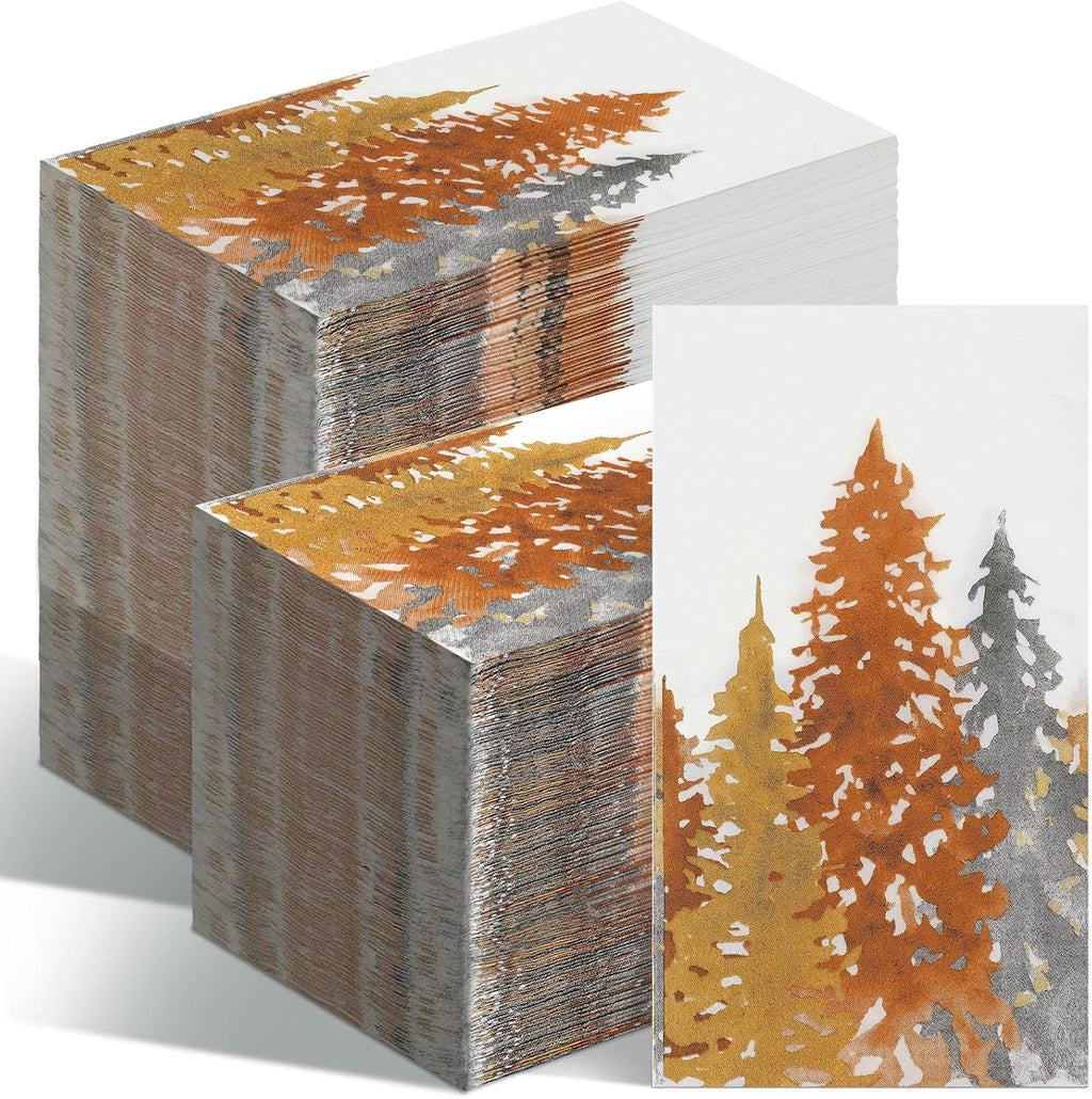 Seajan 200 Pcs Fall Tree Disposable Hand Towels Paper Guest Napkins