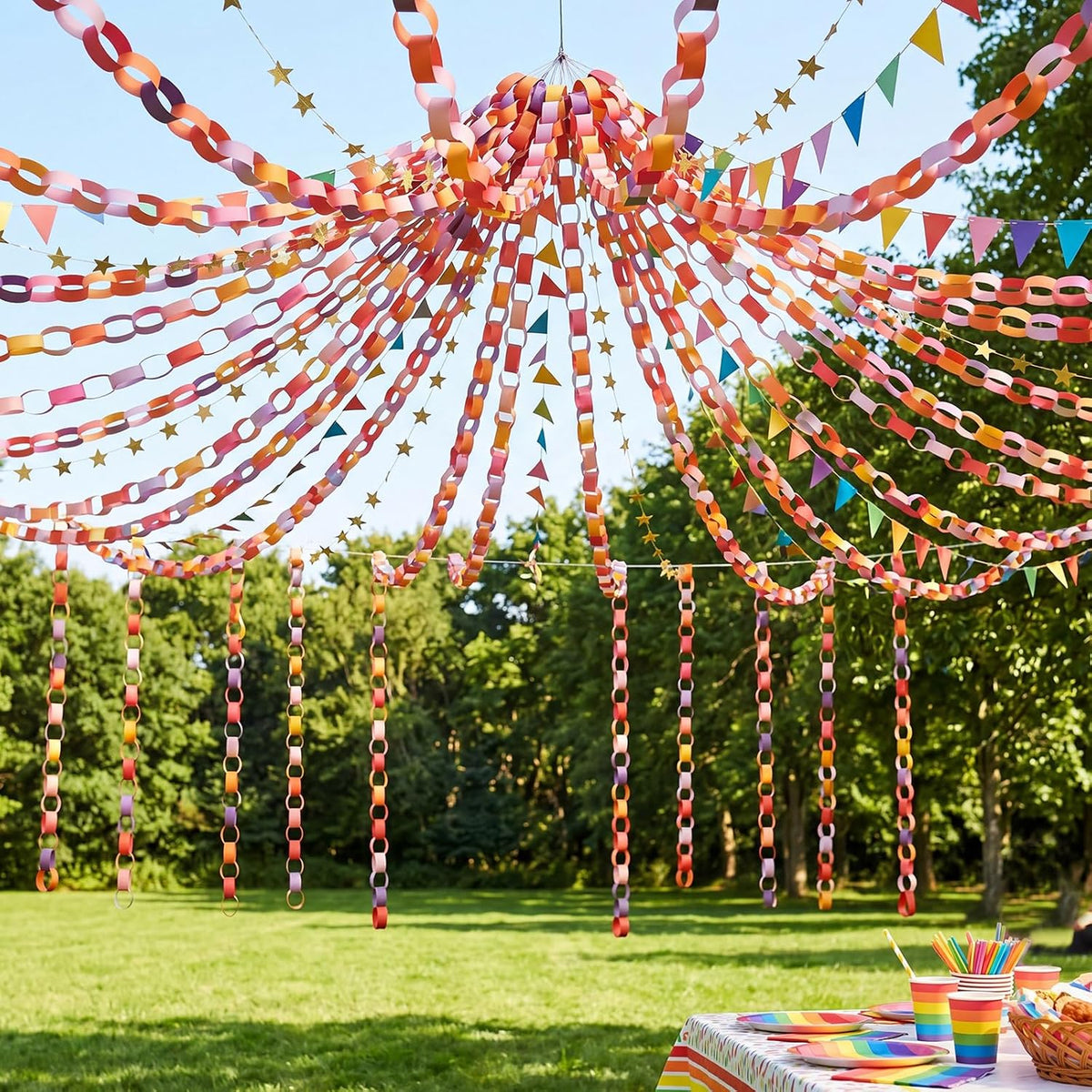 Lincia 1000 Sheet Paper Chain Garland Strips, Valentine