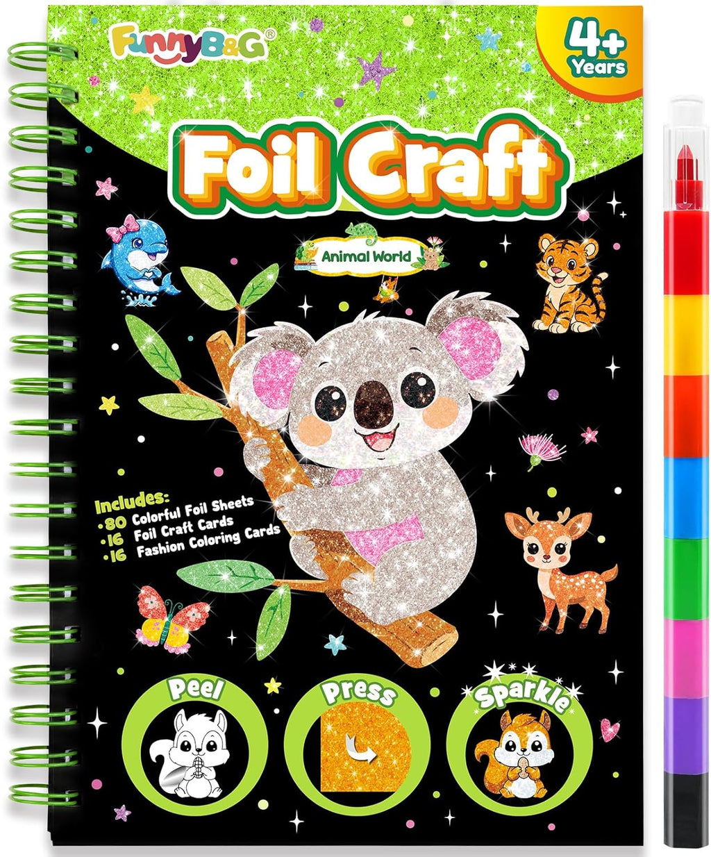 FUNNYB&G Foil Art Craft Kit for Kids, Sparkly Birthday Gift Toy for Kids