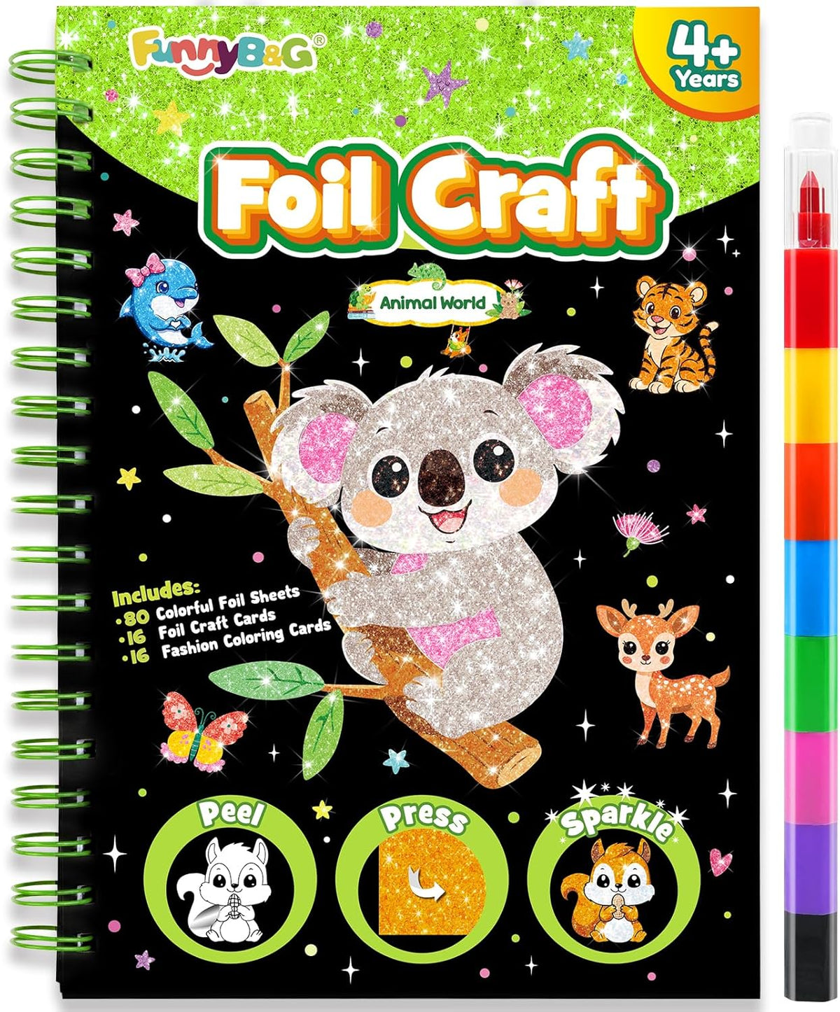 FUNNYB&G Foil Art Craft Kit for Kids, Sparkly Birthday Gift Toy for Kids