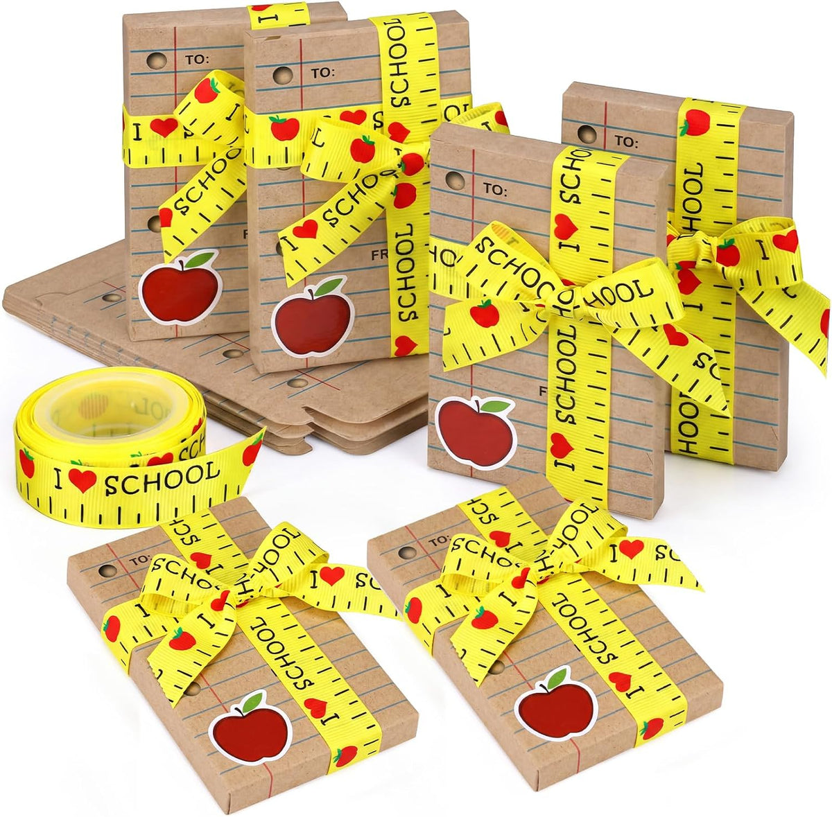 Lineshading 12 Pcs Back to School Teacher Gift Card Box Holder,Cowhide