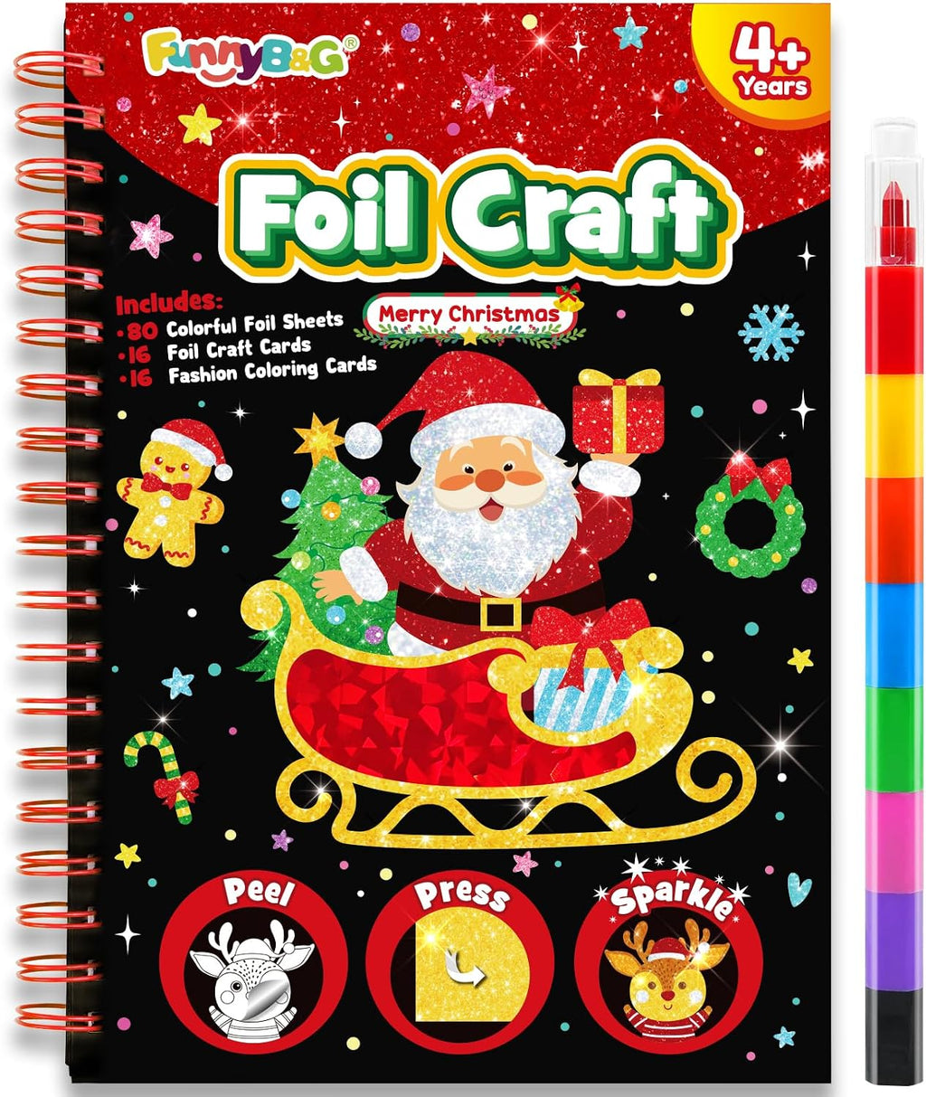 FUNNYB&G Christmas Foil Art Craft Kit for Kids, Birthday Gift Toy for Kids