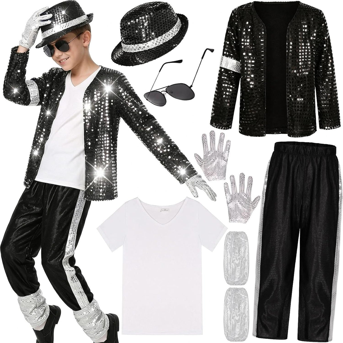 Kids 80s 90s Pop Star Costume Dance Party Outfit Halloween