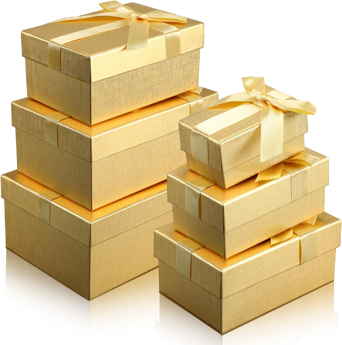 Cholemy 6 Pcs Christmas Nesting Gift Box, Vintage Style, Golden