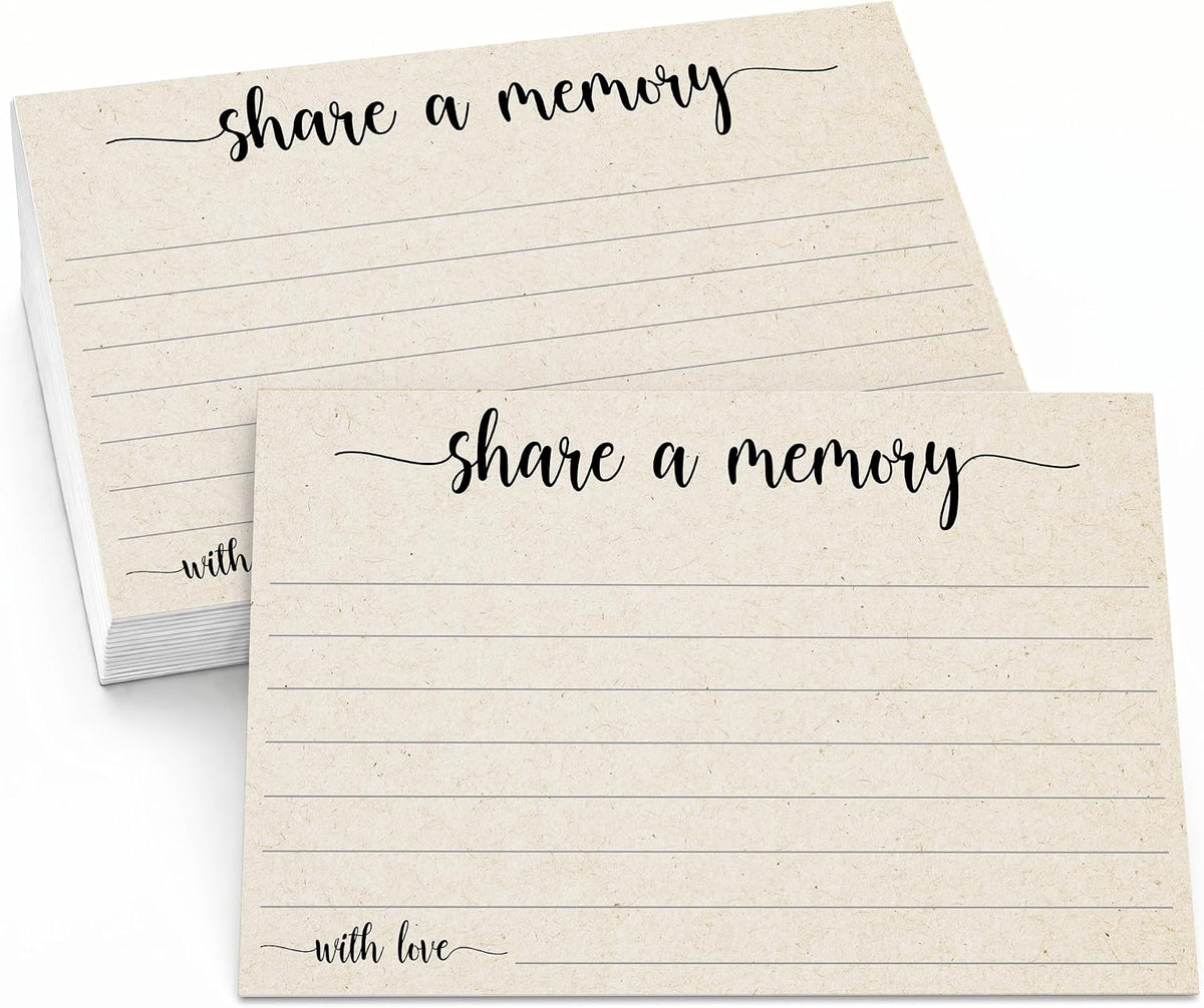 321Done Share a Memory Cards for Celebration of Life, 4x6, Set of 50, Tan