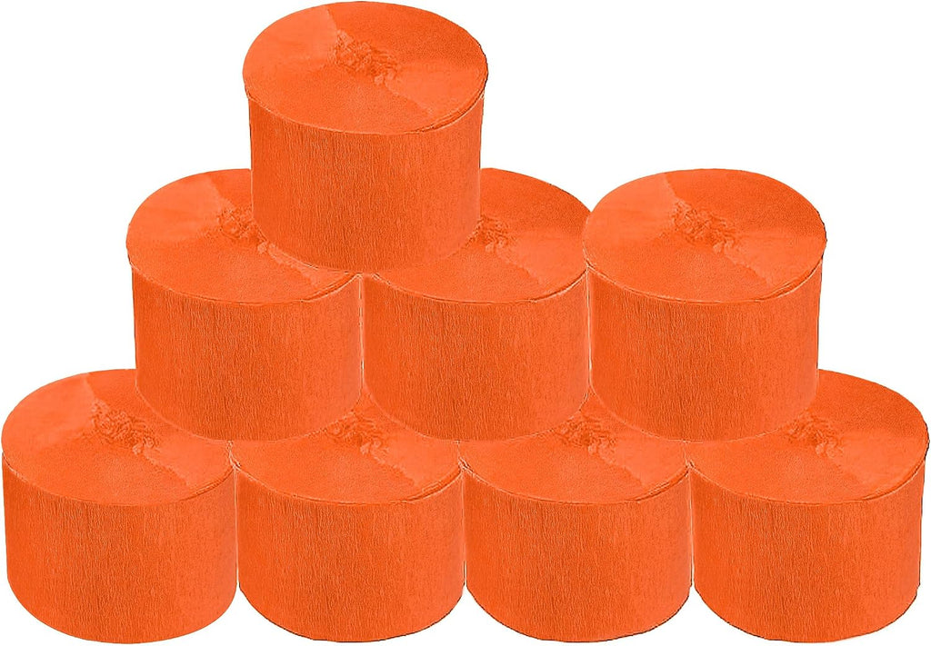 8 Rolls Orange Crepe Paper Streamers, Wedding Birthday Baby Shower Halloween Party Decoration, Fall Thanksgiving Party Rainbow DIY Supplies, Living Room Bedroom Decor