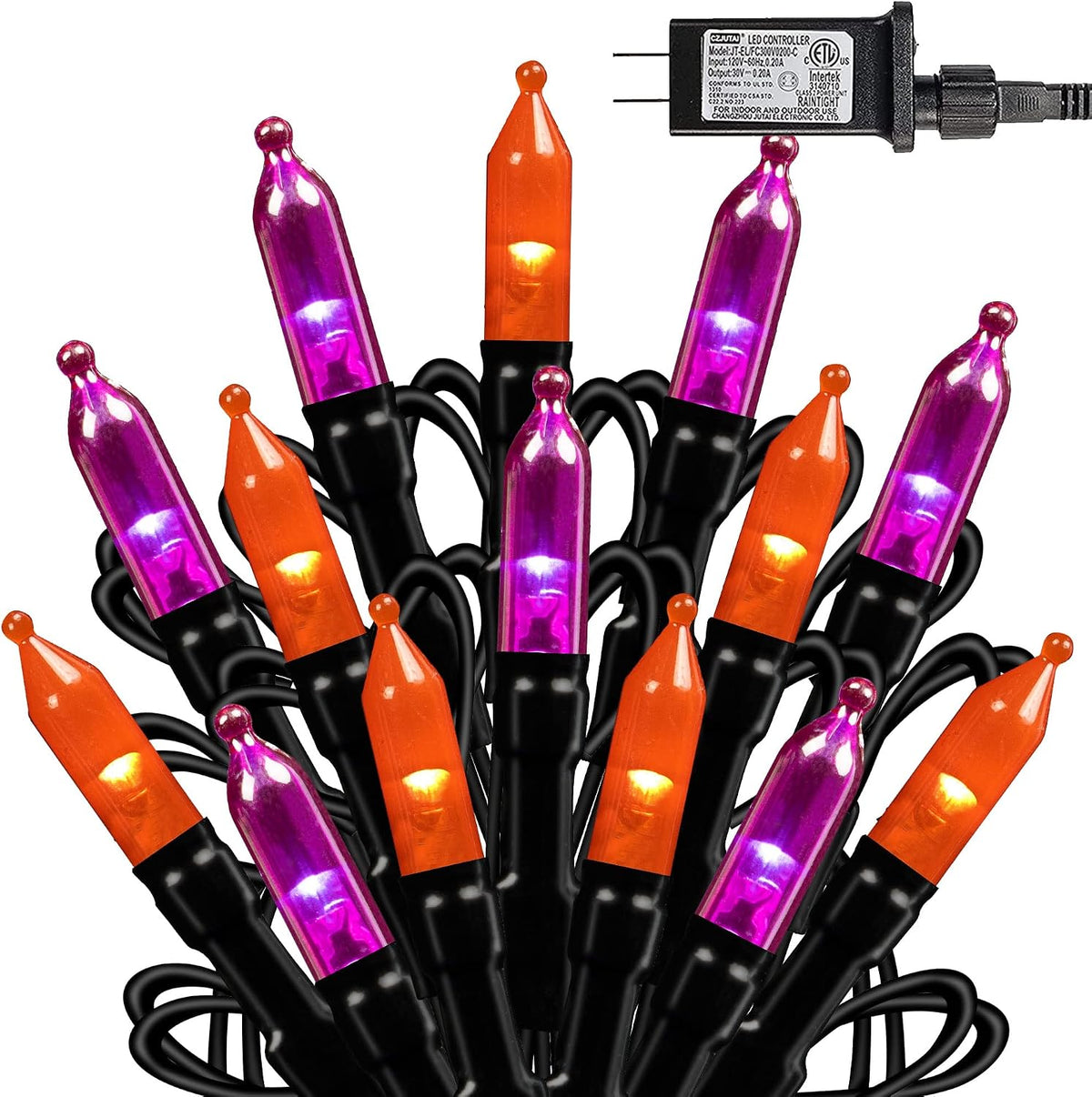 Dazzle Bright 200 LED Halloween Mini String Lights, 65FT Connectable Waterproof Plug in with 8 Modes Lights for Indoor Outdoor Patio Garden Party Decorations (Purple & Orange)