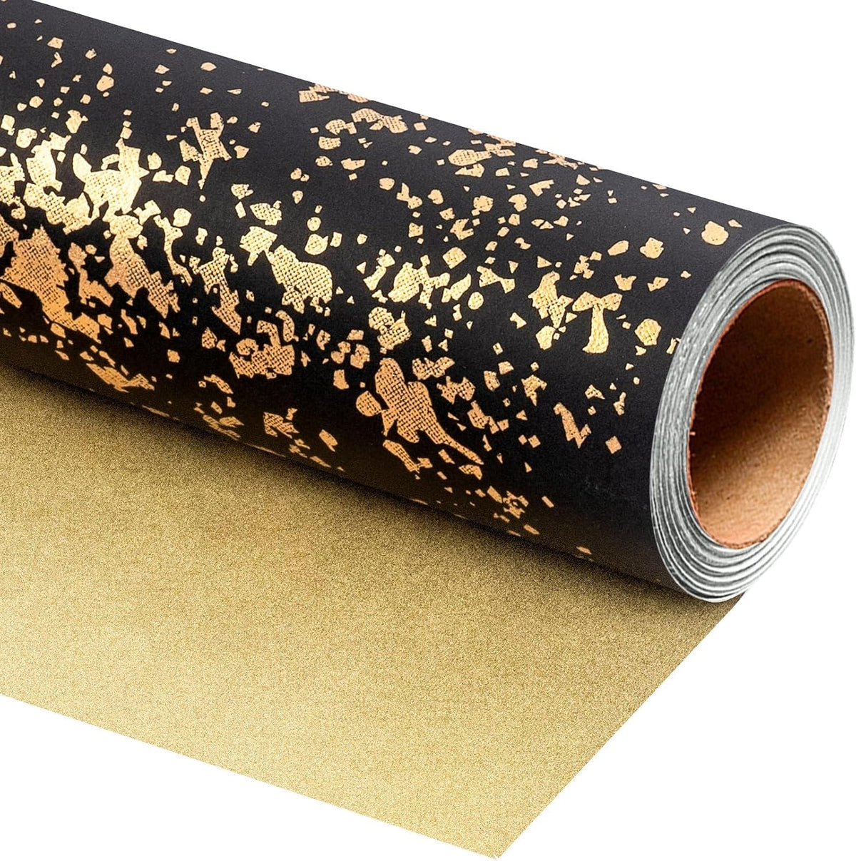 MAYPLUSS Black Wrapping Paper Roll, Reversible Gold gift Wrap with 3D Snowflake for Mens Boys Birthday Gift Wrap Graduation Fathers Day Anniversary Engagement 17 Inch x 16.5 Feet