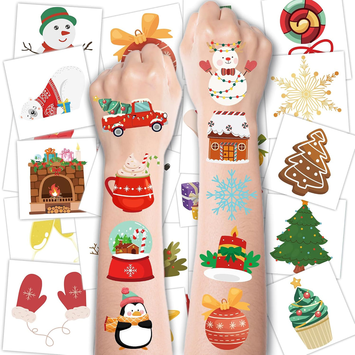 Stocking Stuffers - 160 PCS Christmas Tattoos for Boys Girls | Kids Games Crafts Party Favors Decorations for Grandkids- Christmas Sweaters Dress Shirts Outfit for Women Adults