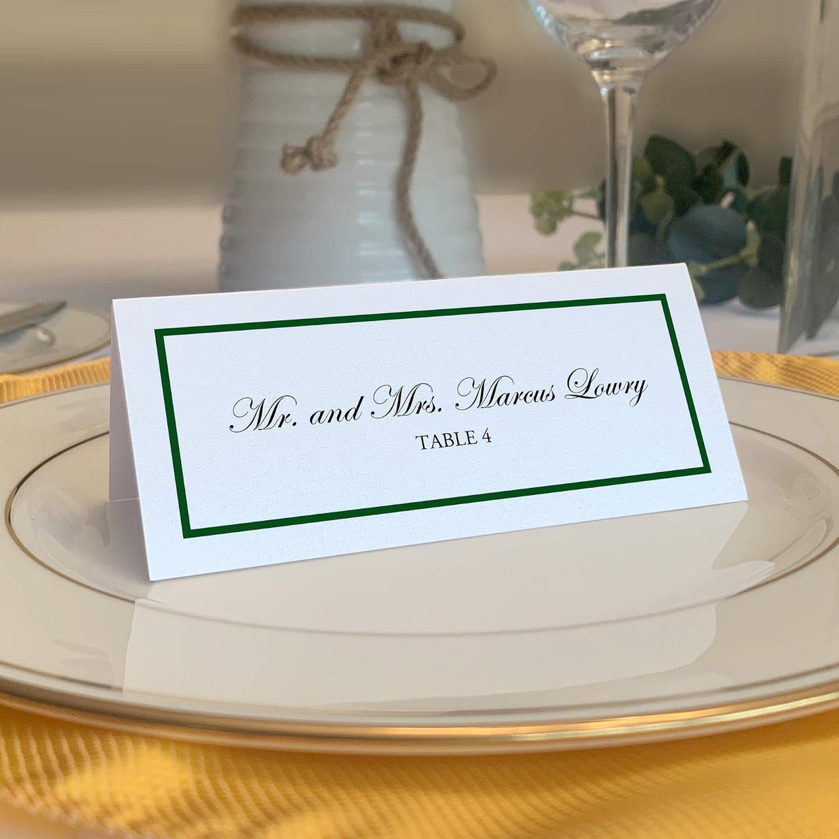 Single Line Border Place Cards, Hunter Green, Set of 25, Pre-cut and Scored