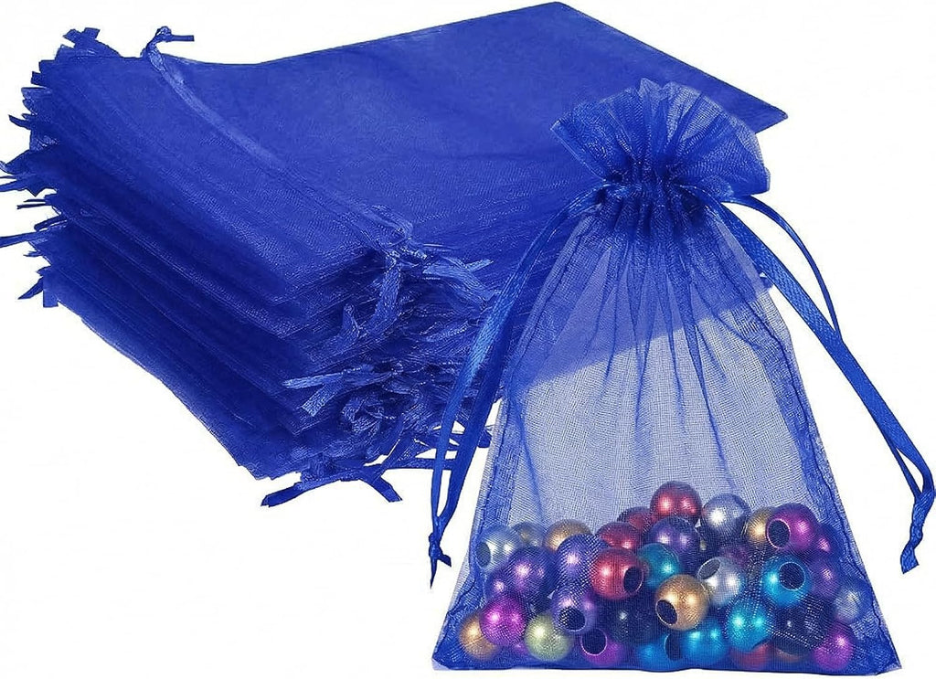 Wudygirl 100 PCS 5"x7" Organza Bags Blue Gift Bags with Drawstring