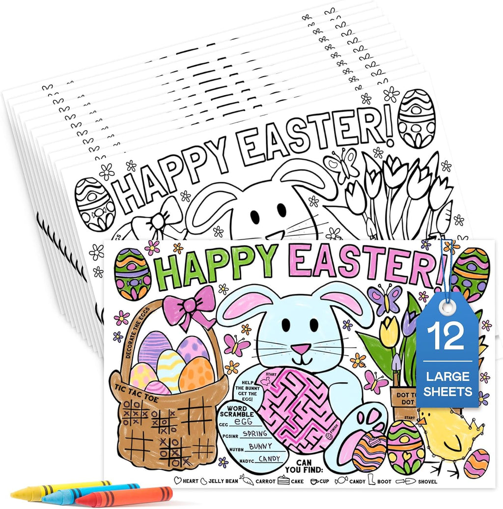 Tiny Expressions Easter Coloring Placemats, Set of 12