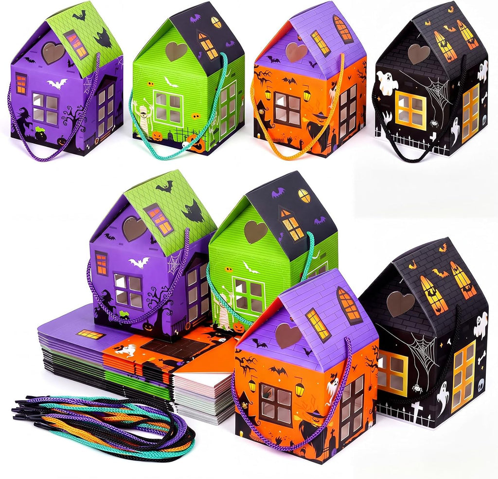Gersoniel 24 Pcs Halloween Treat Boxes Mini Castle House Candy Box