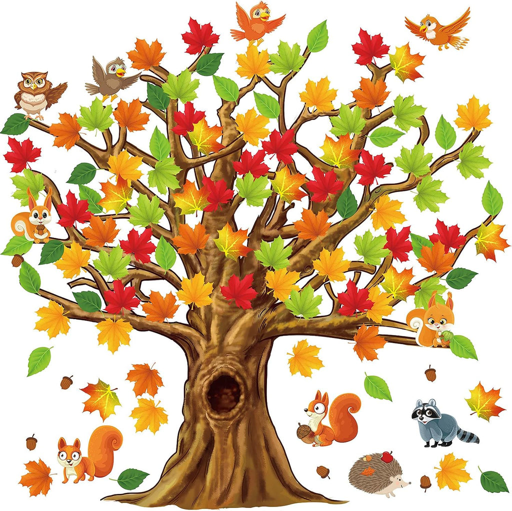 Gersoniel 90 Pcs Classroom Tree Bulletin Board Decor, Fall Animal Style