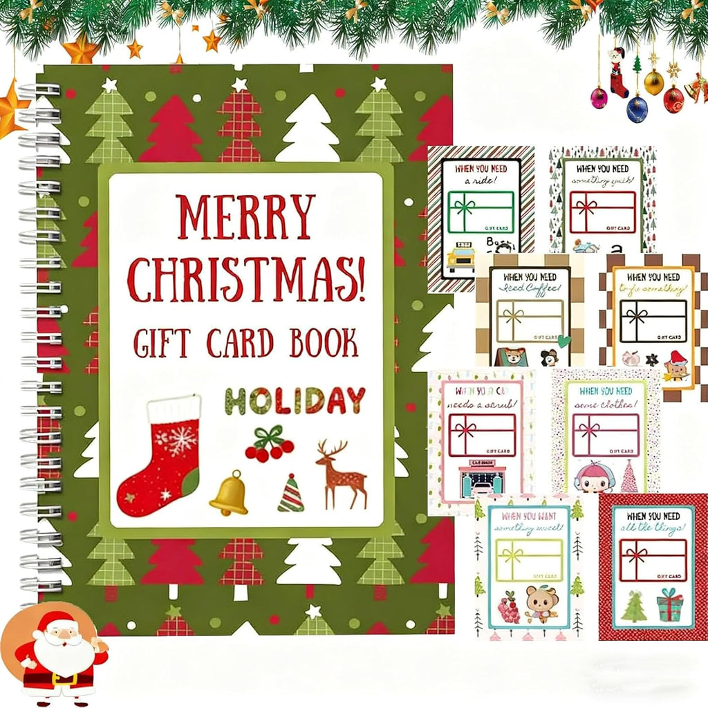 Christmas Stocking Stuffer Christmas Gift Card Book for Adults, Merry Christ-mas Gift Cards, 5x7 Color Spiral Bound Card Book- Surprises On Every Page, DIY Personalized Xmas Gifts for Family, Friends, Students