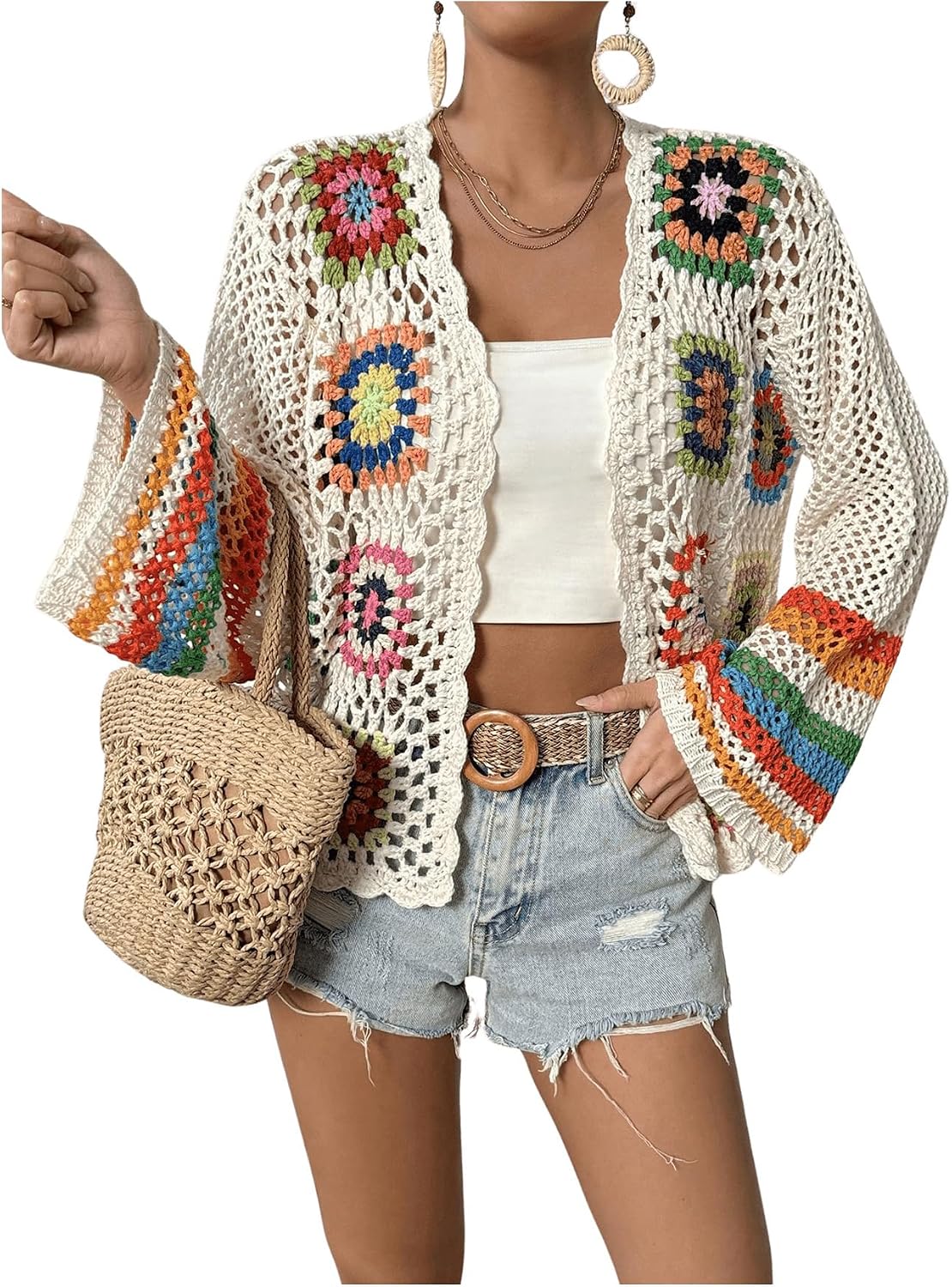 60s 70s Outfit for Women Hippie Costume Clothes Fringe Vest Accessories