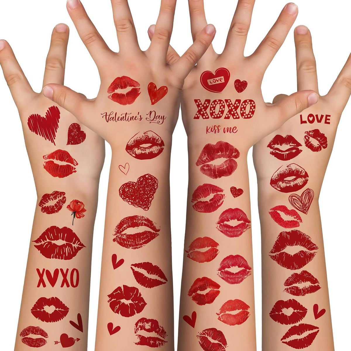Cupid Costume Women - 120 Pack Kiss Tattoos Temporary - Lip Tattoo Cupid Accessories Bow and Arrow Shirts Dress | Heart Lipstick Stickers Gifts Holiday Party Favors Crafts Decor for Women Adults