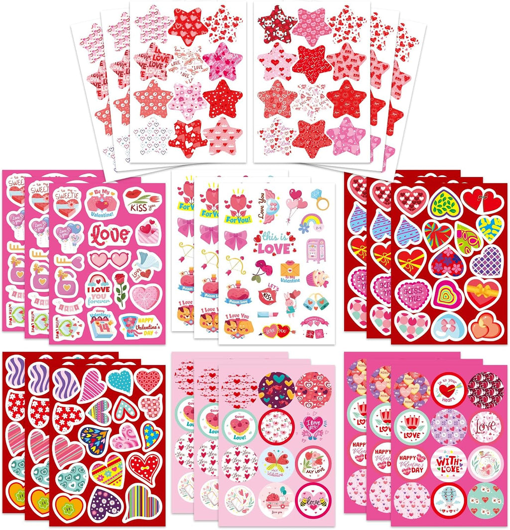 357 PCS Valentines Day Stickers, Love Heart Stickers for Kids