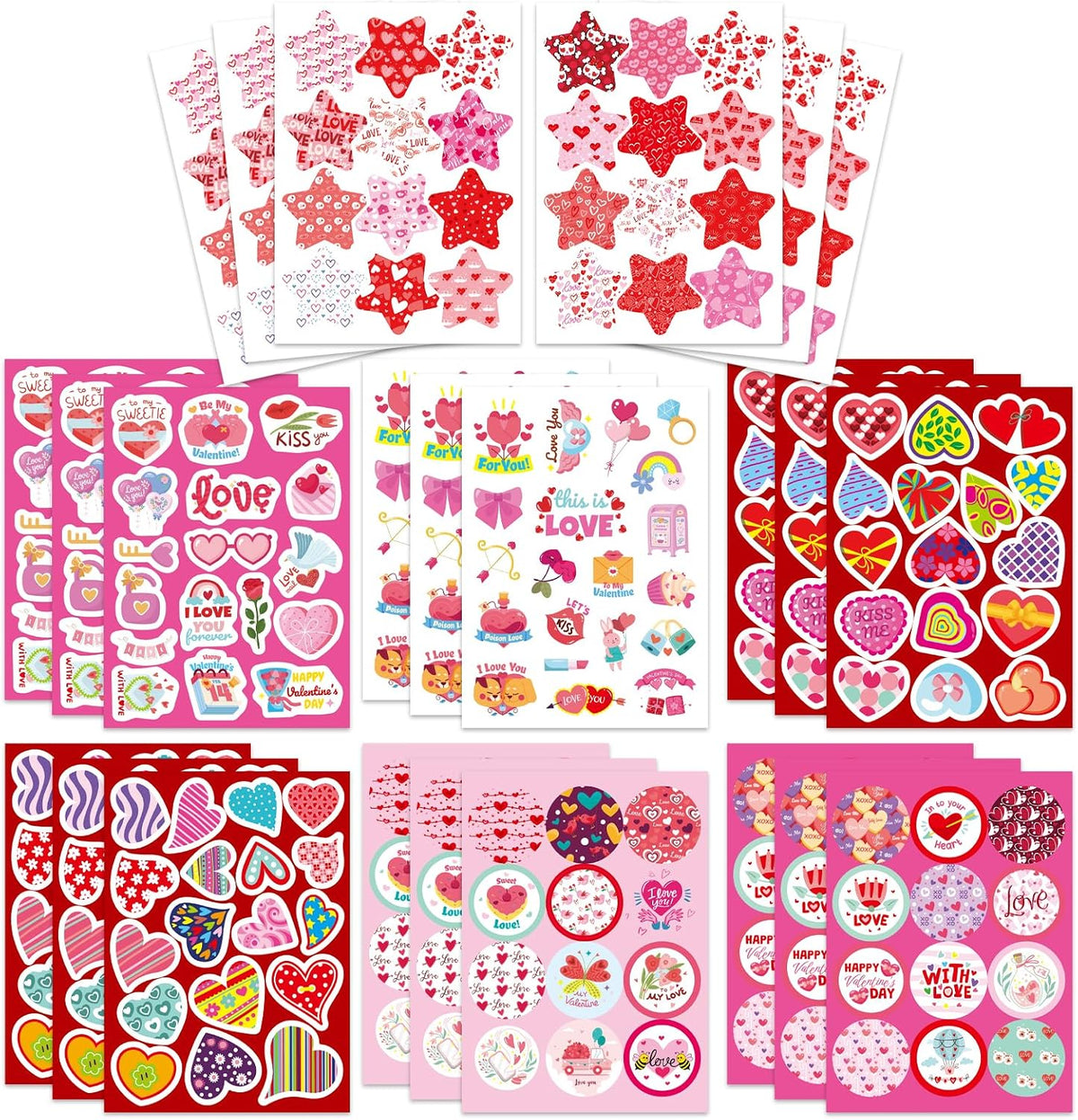 357 PCS Valentines Day Stickers, Love Heart Stickers for Kids