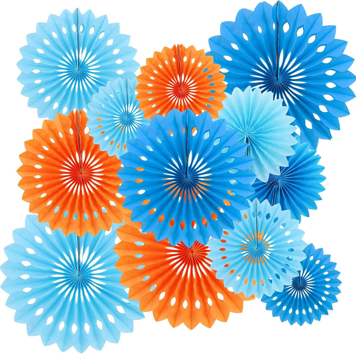 BEISHIDA Honeycomb Round Paper Fan Blue Mix Orange Hanging Party Decoration