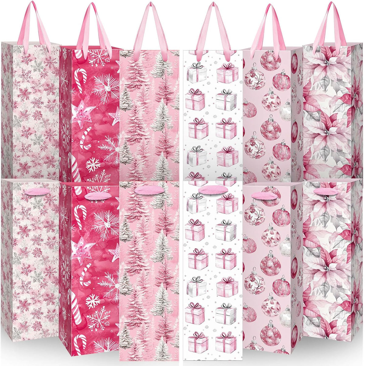TaoBary 12 Pcs Christmas Wine Bags with Handles, Stylish