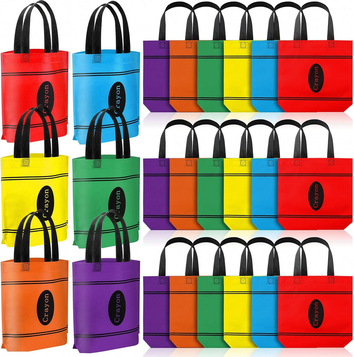 Hosuly 24 Pcs Back to School Gift Bags Crayon Tote Bags Bulk