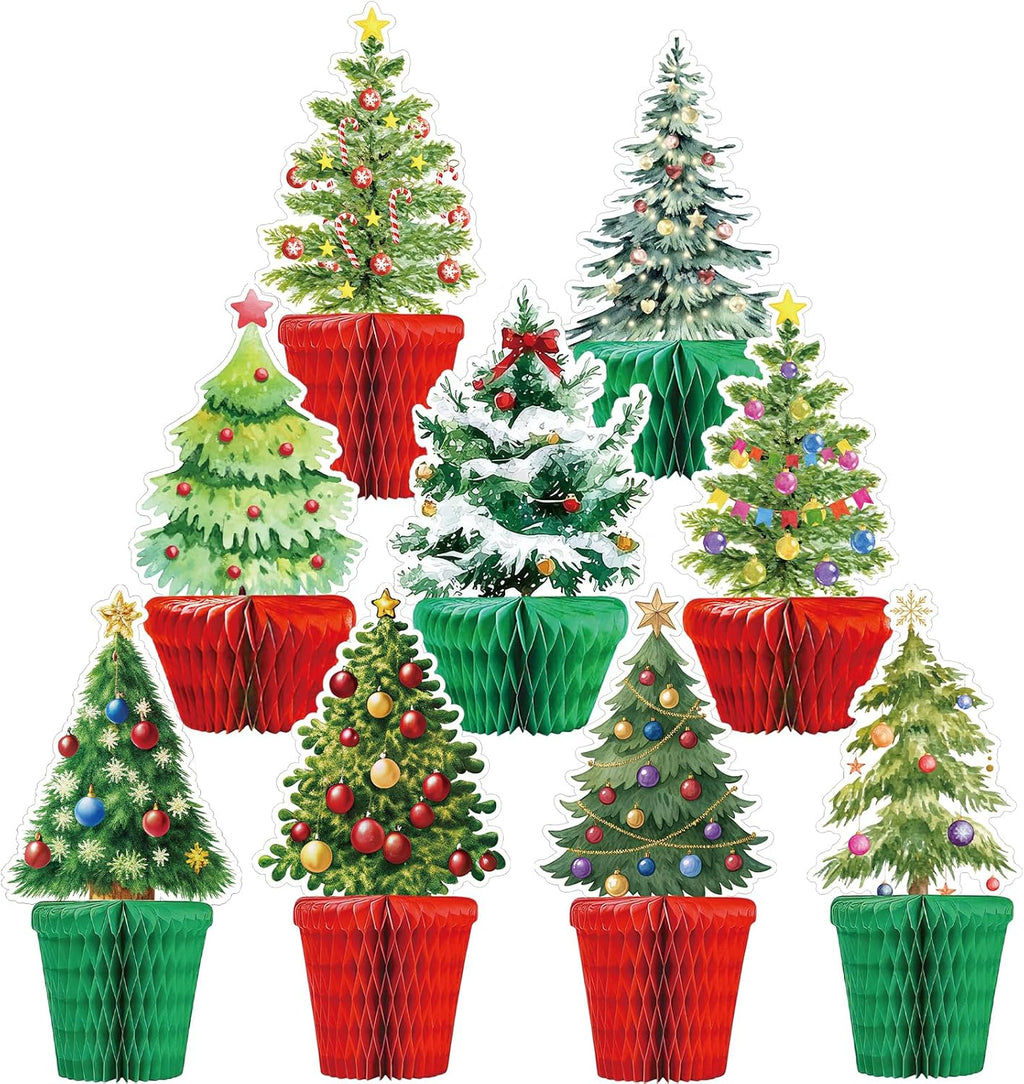 Christmas Tree Honeycomb Centerpieces 9Pcs